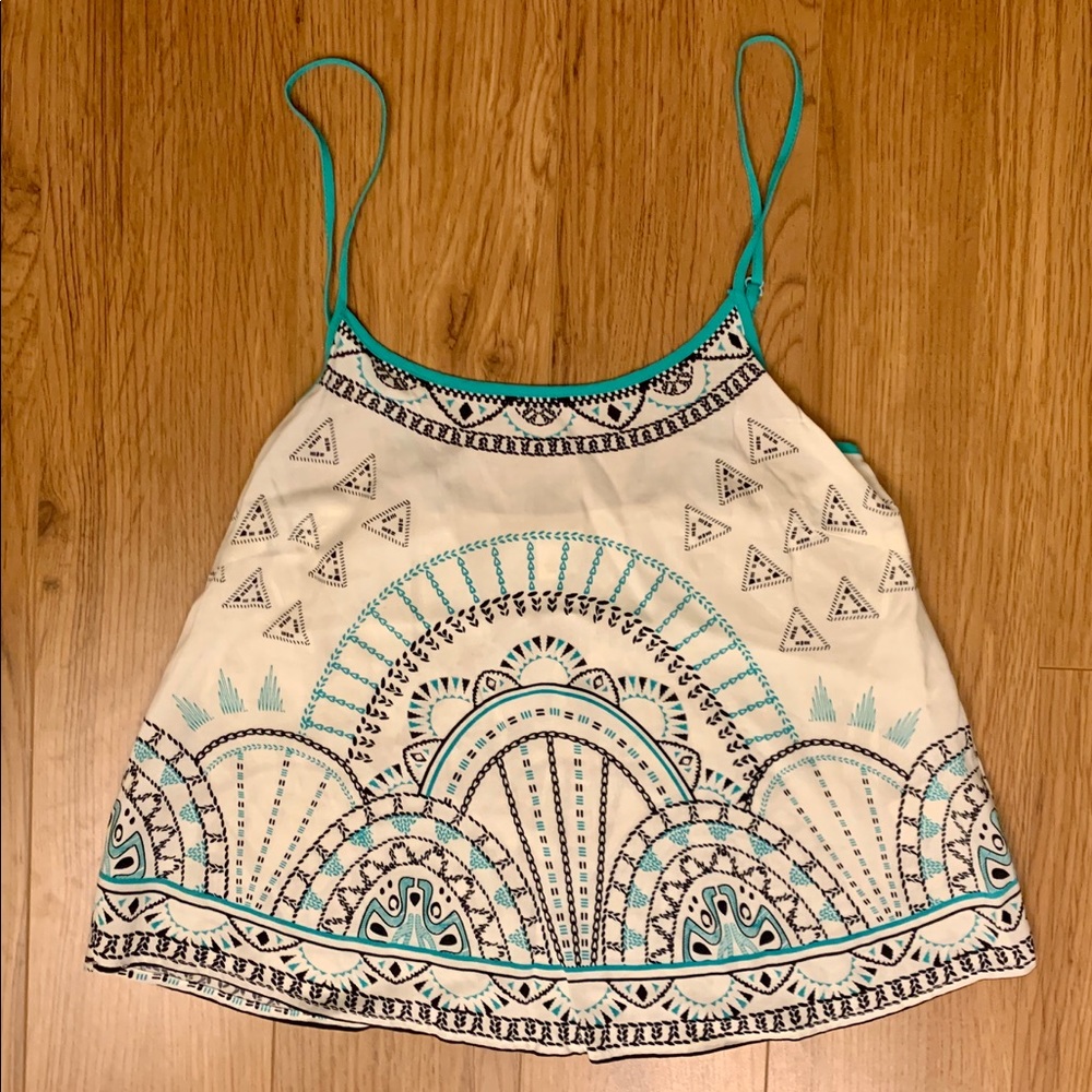 NWOT Miami White and Teal Bandana Tank🌻